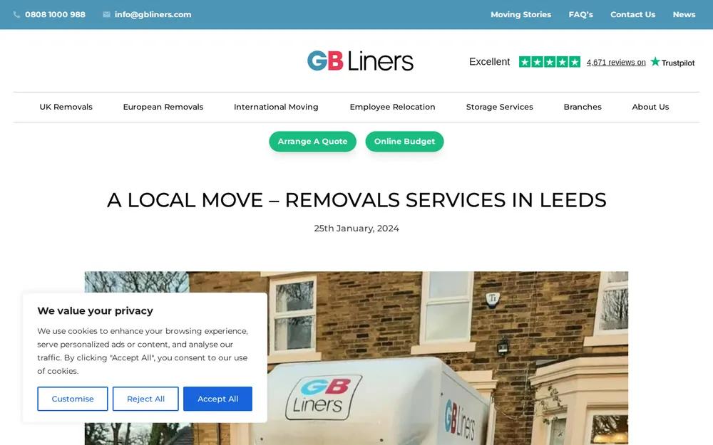 GB Liners Removals - Leeds homepage