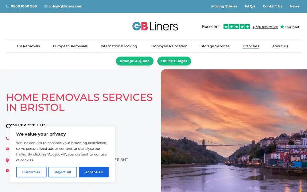GB Liners Removals & Storage - Bristol homepage