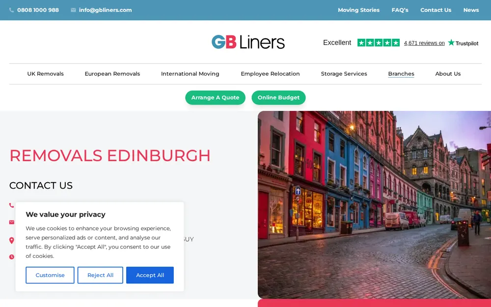 GB Liners Removals & Storage - Edinburgh homepage