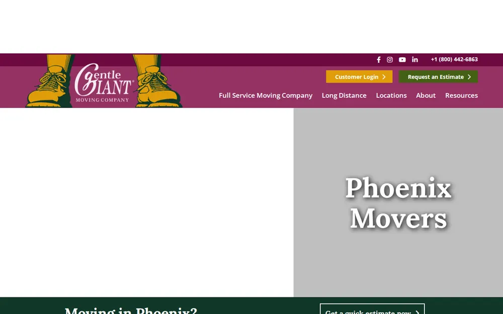 Gentle Giant Moving Company homepage