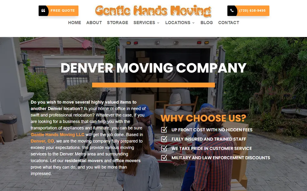 Gentle Hands Moving homepage