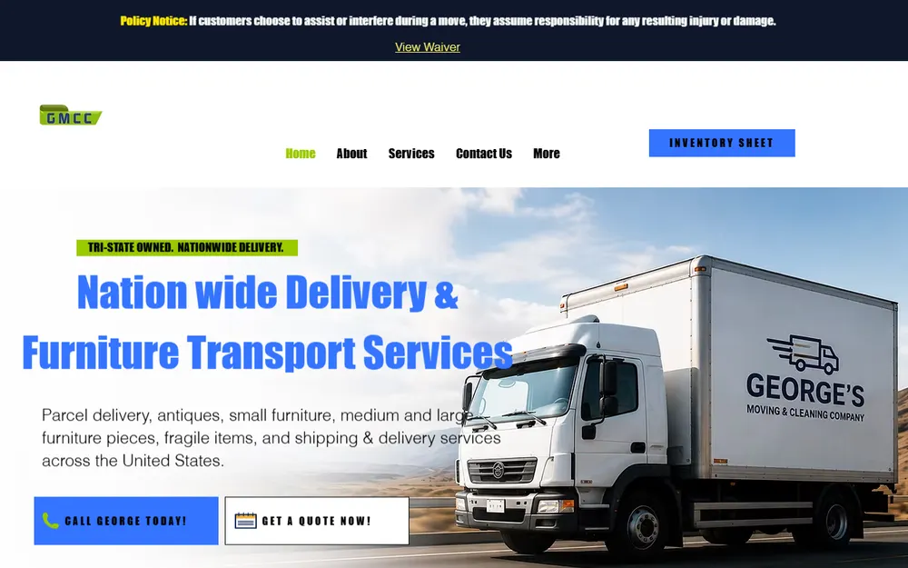 Georges Moving Cleaning Company homepage
