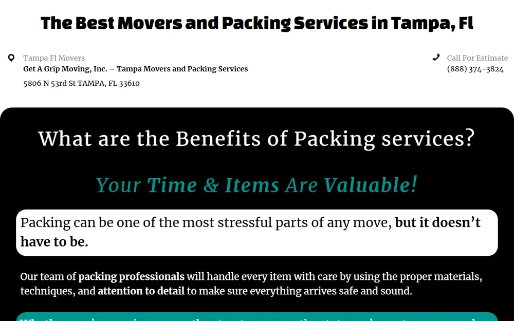 Get A Grip Moving, Inc. - Tampa Movers and Packing Services homepage