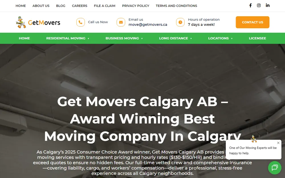 Get Movers Calgary AB homepage