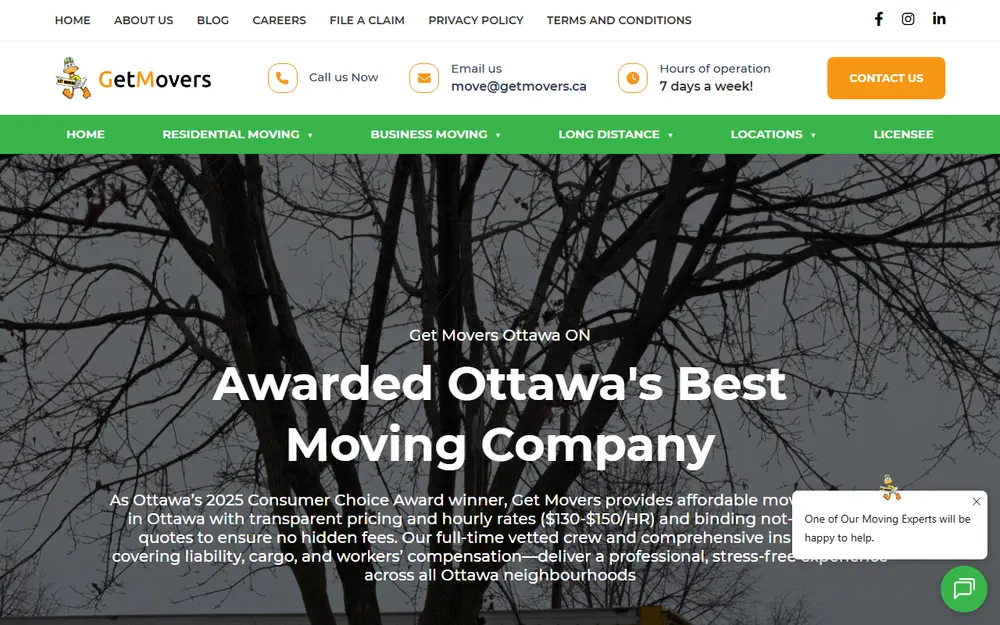 Get Movers Ottawa ON homepage