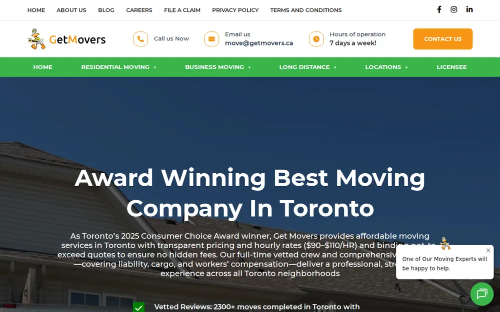 Get Movers Toronto ON homepage