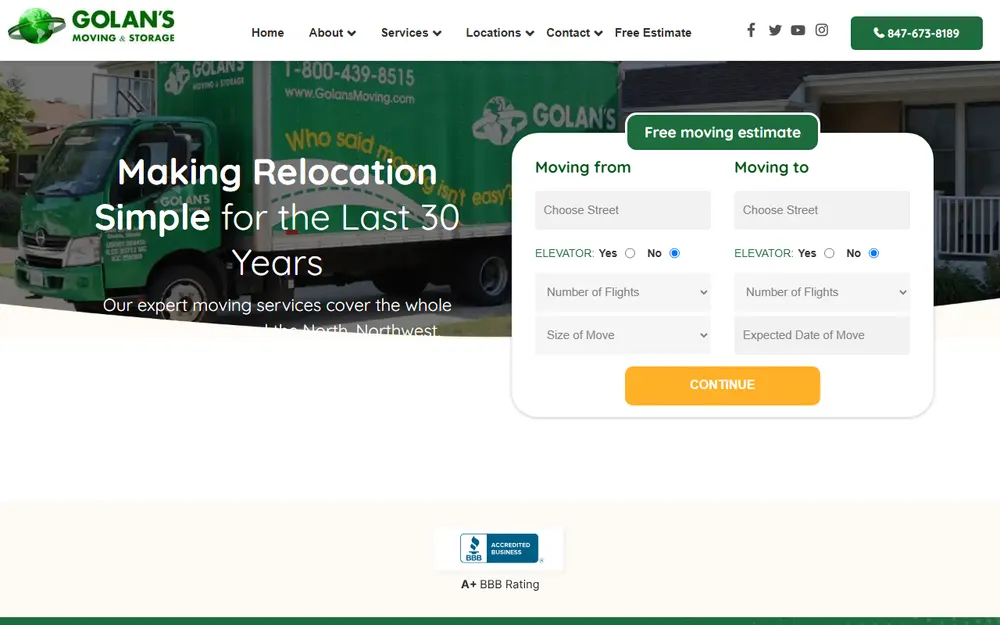 Golan's Moving & Storage homepage