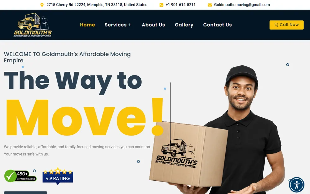 Goldmouth's Affordable Moving homepage