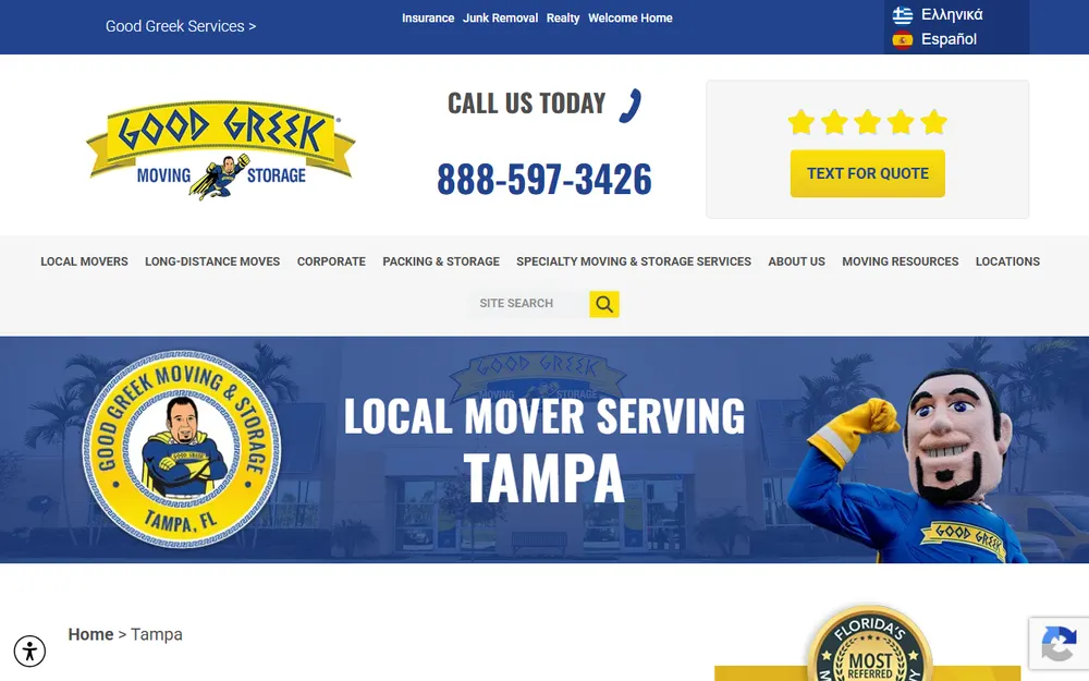 Good Greek Moving & Storage Tampa homepage