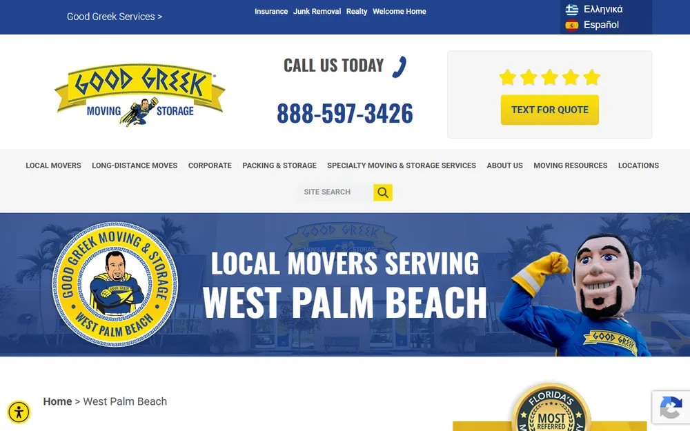 Good Greek Moving & Storage West Palm Beach homepage