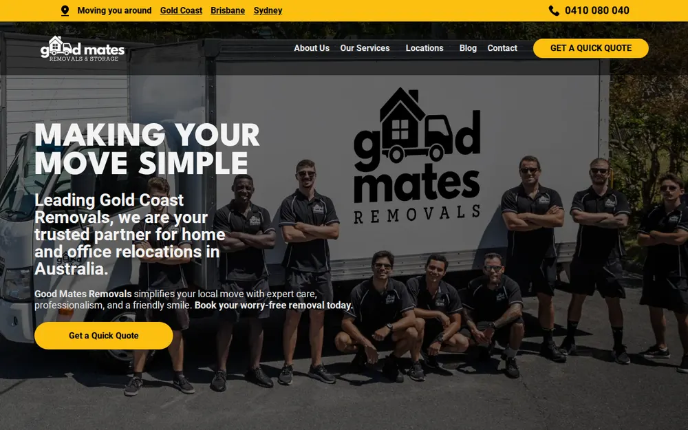 Good Mates Removals homepage