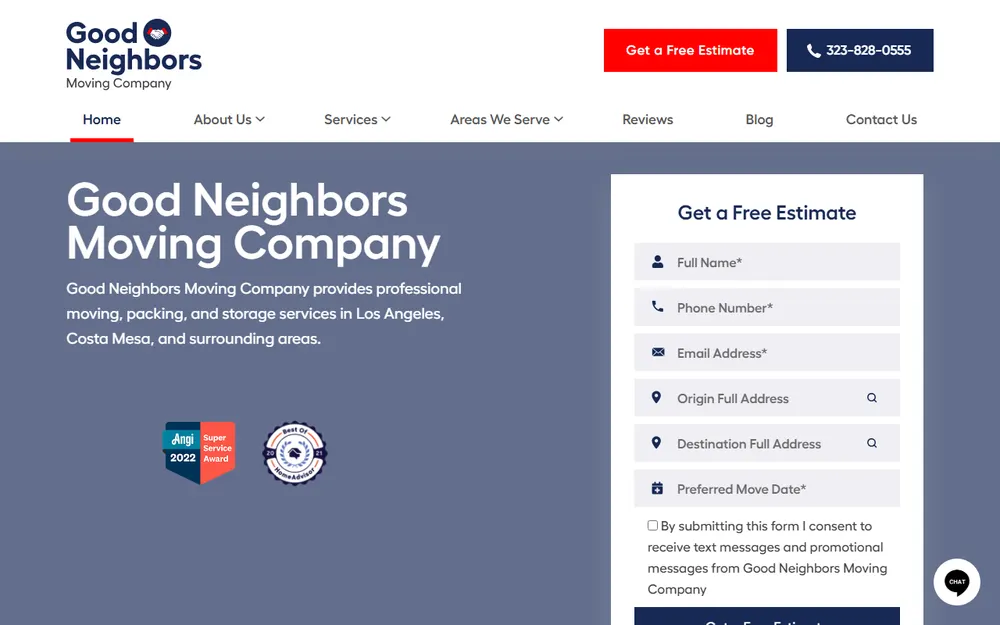 Good Neighbors Moving Company Los Angeles homepage