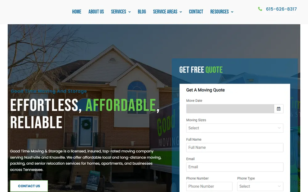 Good Time Moving and Storage Nashville homepage