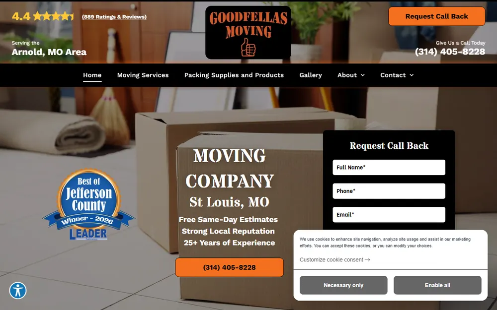 Goodfellas Moving Company homepage
