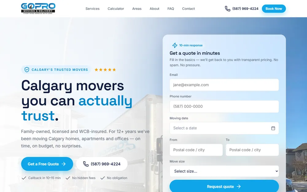 GoPro Moving & Delivery homepage