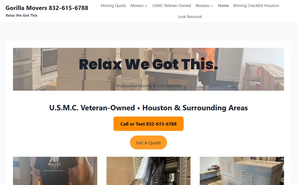 Gorilla Movers TX homepage