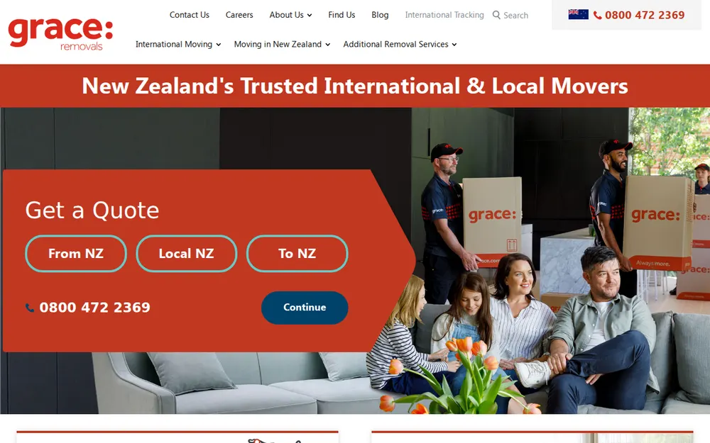 Grace Removals Auckland homepage