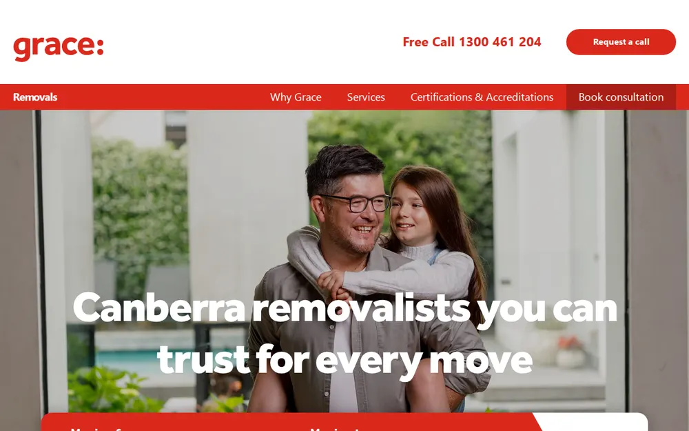 Grace Removals Canberra homepage