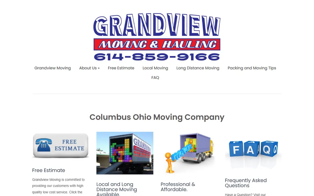 Grandview Moving homepage