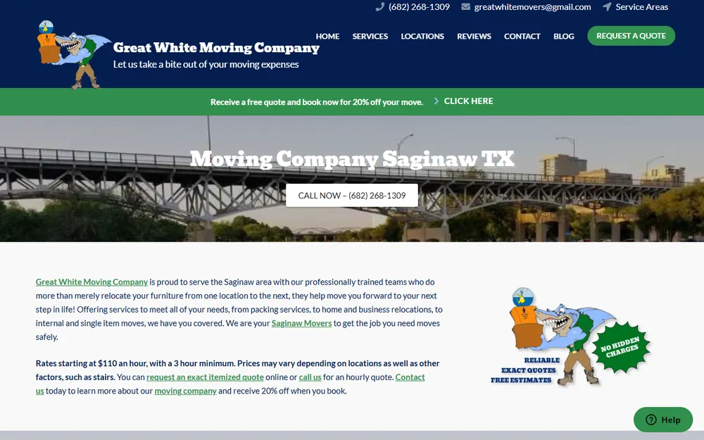 Great White Moving Company Saginaw homepage