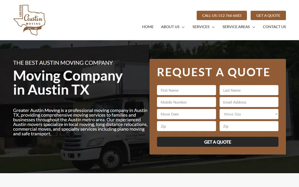 Greater Austin Moving & Storage homepage