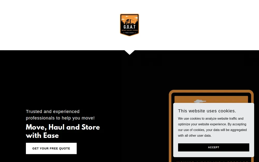 G.O.A.T Movers homepage