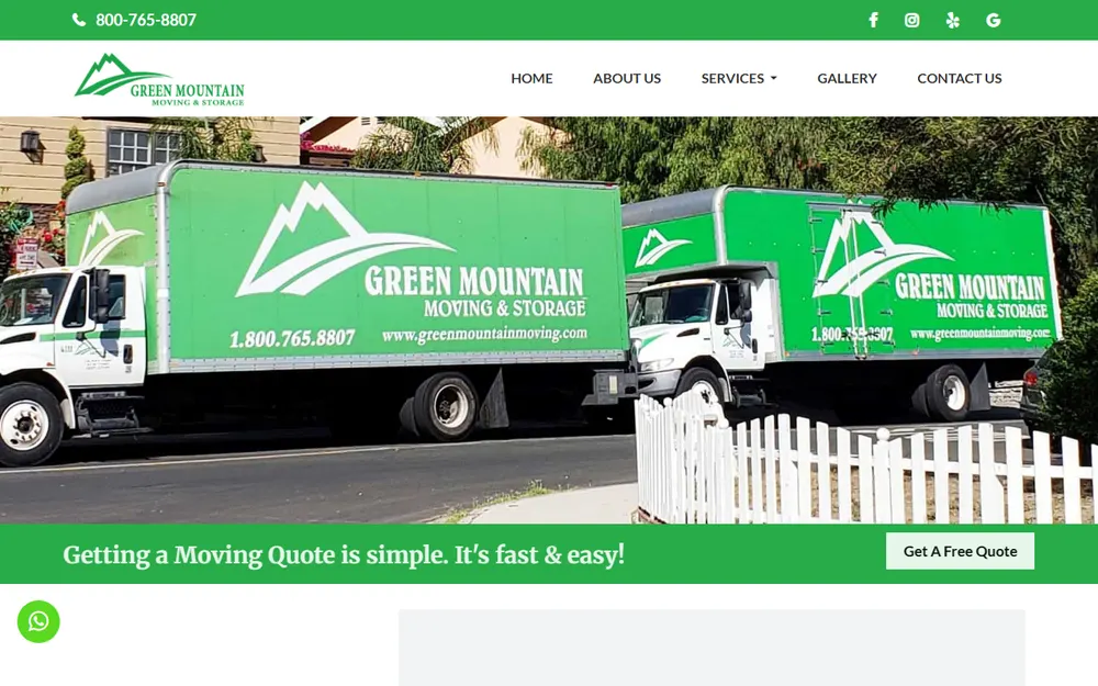 Green Mountain Moving & Storage homepage