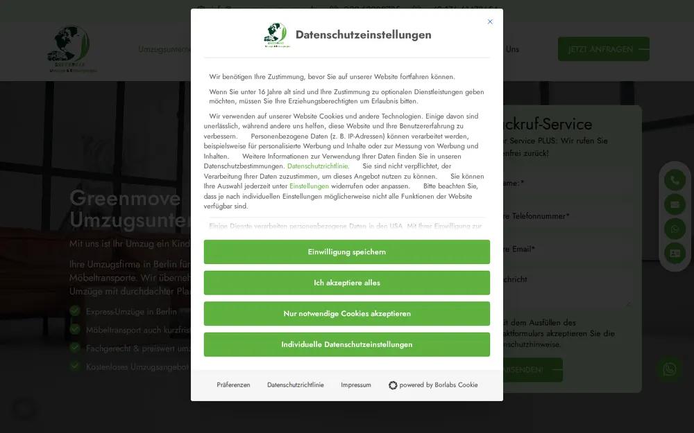 GreenMove | Umzugsunternehmen Berlin Reinickendorf Umzüge | Entrümpelungen & Haushaltsauflösungen in Berlin homepage