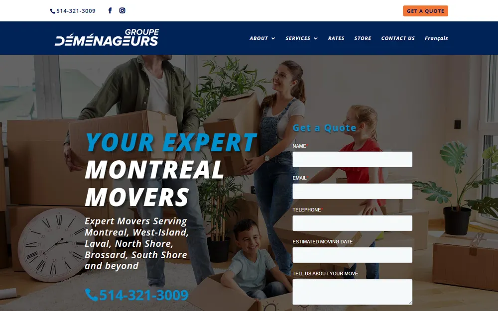 Groupe Déménageurs Montréal homepage