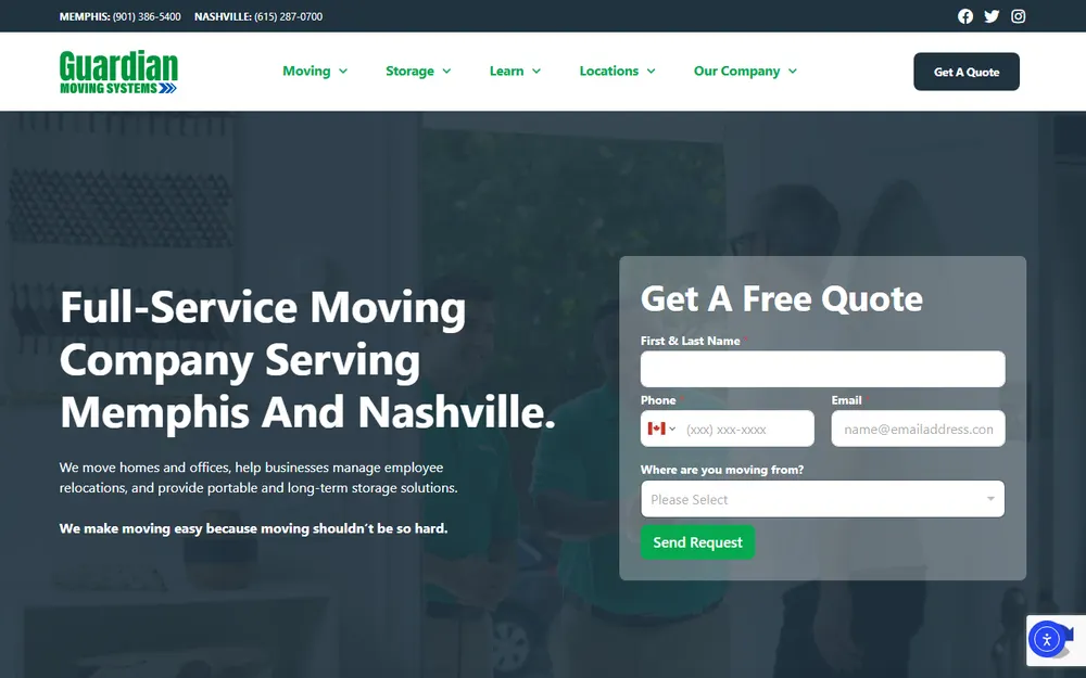 Guardian Moving Systems homepage