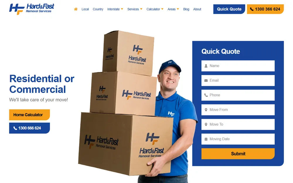 Hard & Fast Removalists homepage