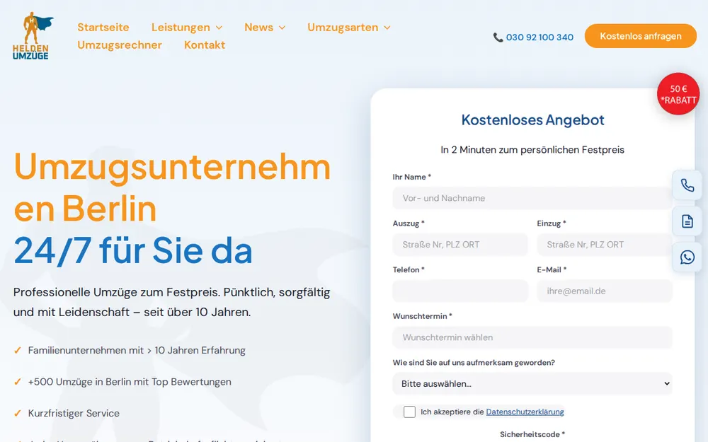 Helden Umzüge Berlin | Umzugsunternehmen Berlin homepage