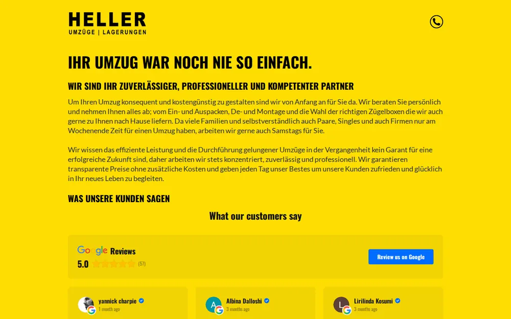 Heller Umzüge und Lagerungen - Zürich homepage