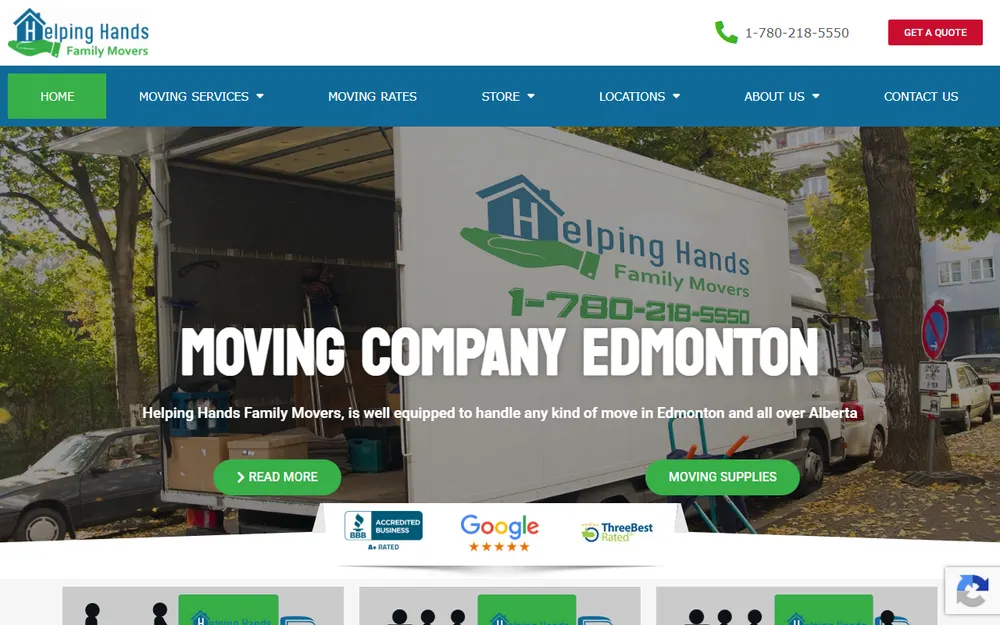 Helping Hands Family Movers homepage
