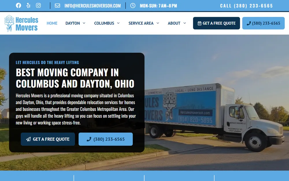 Hercules Movers homepage