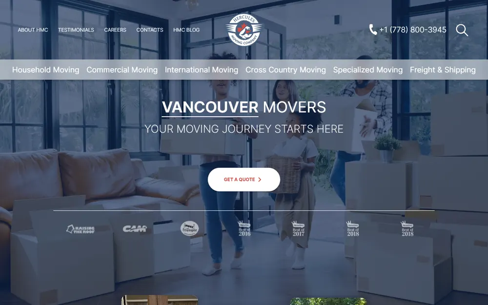 Hercules Moving Company homepage