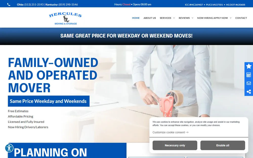 Hercules Moving & Storage Inc homepage