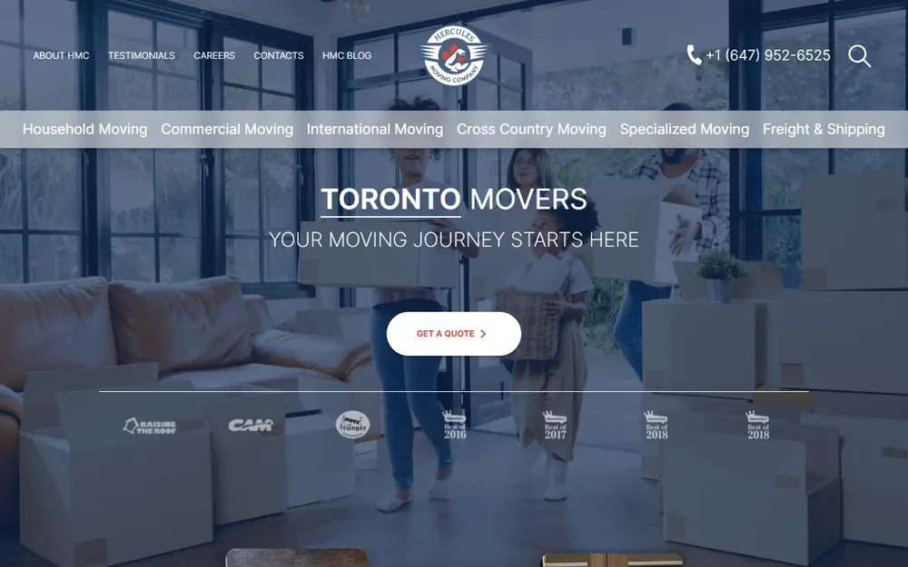 Hercules Moving Toronto homepage