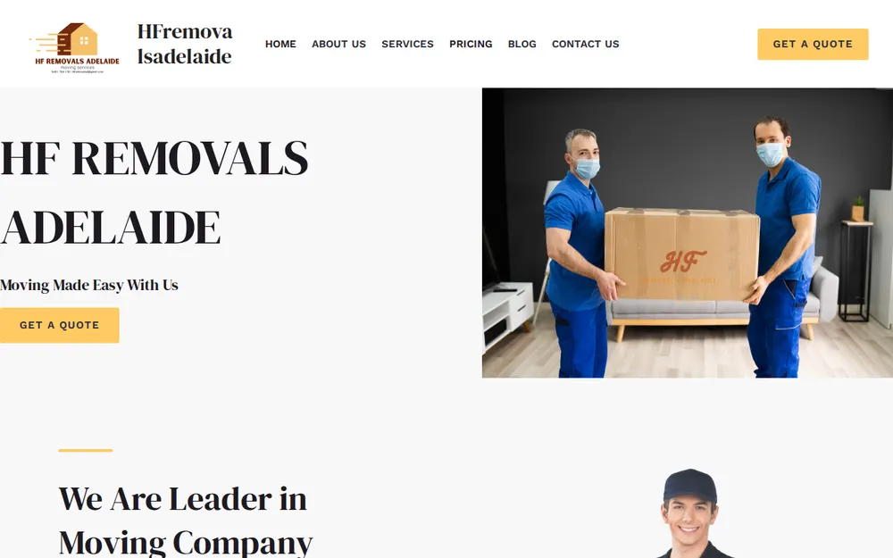 HF Removals Adelaide homepage
