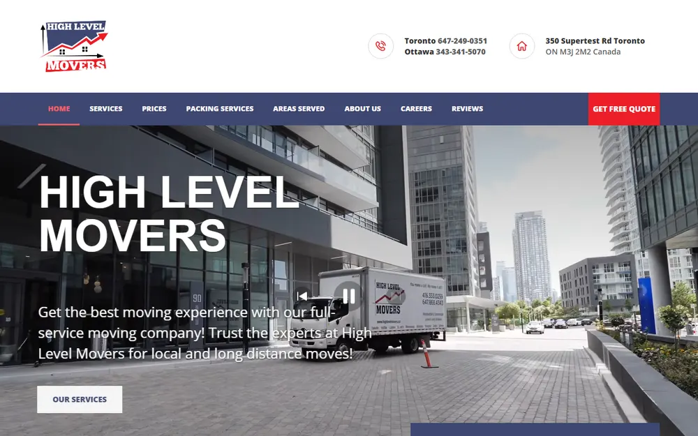 High Level Movers Toronto Long Distance Moving & Storage homepage