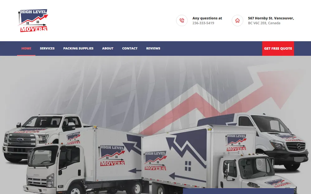 High Level Movers Vancouver Moving Company homepage