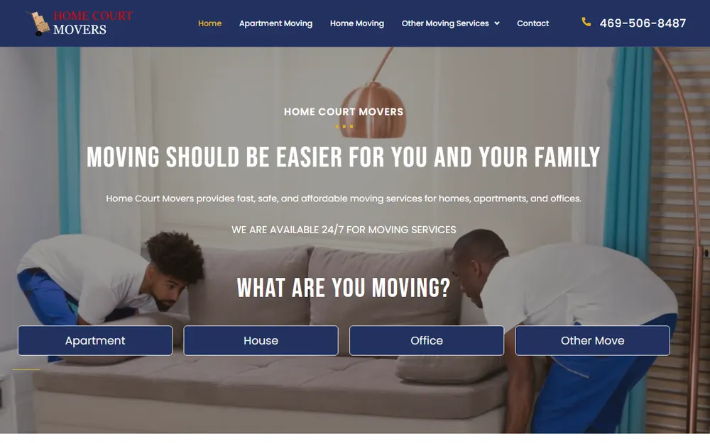 Home Court Movers homepage