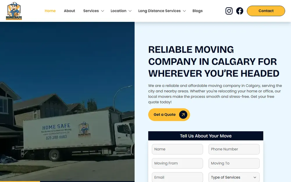 Home Safe Movers homepage