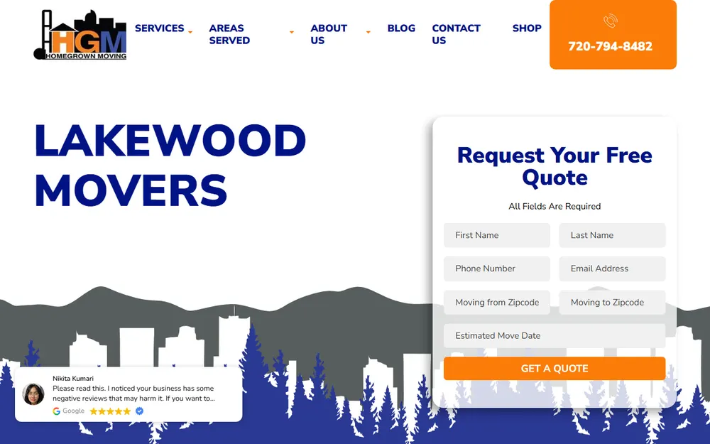 Homegrown Moving and Storage homepage