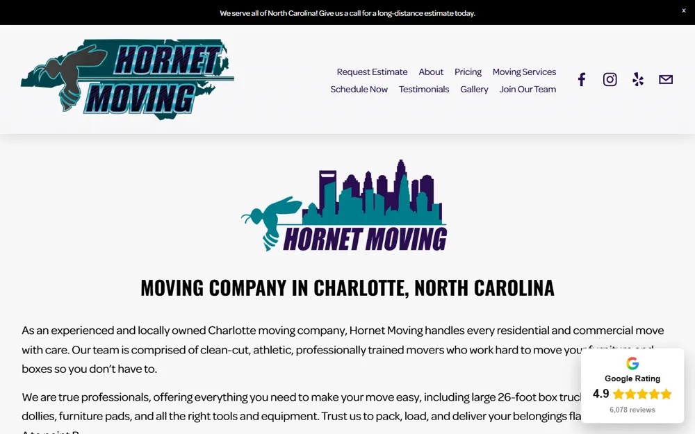 Hornet Moving homepage