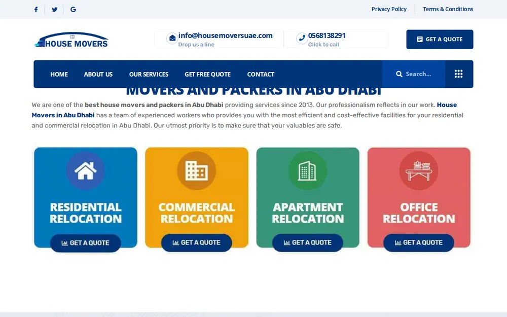 House Movers Abu Dhabi homepage