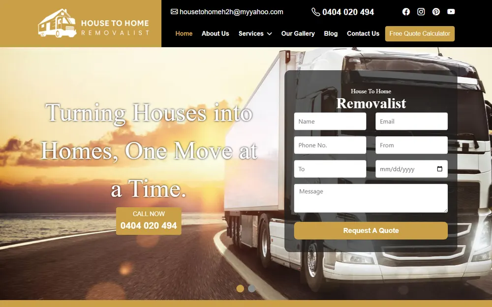 House to home Removalist services homepage