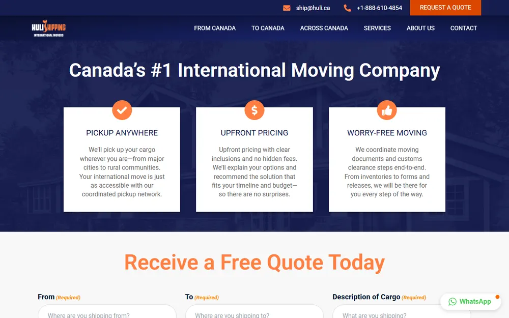 Huli International Movers homepage