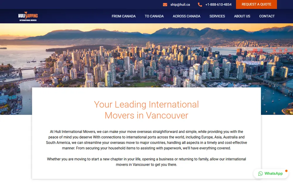 Huli International Movers homepage