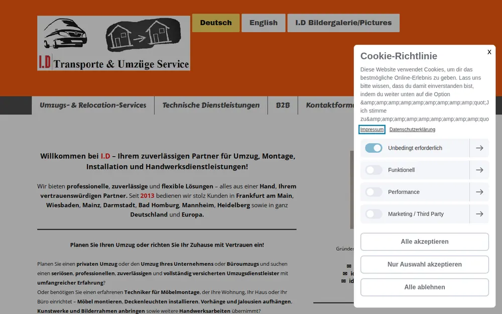 I.D Transporte & Umzüge Service homepage